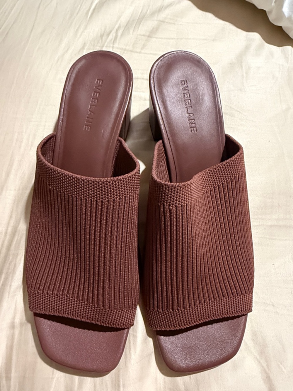 Everlane Brown Knit Slide Mules
